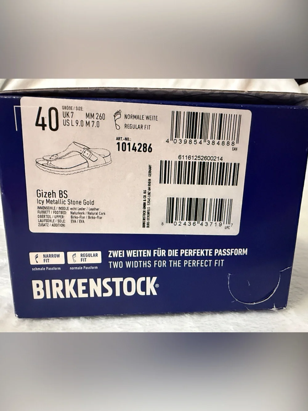 NIB Birkenstock Gizeh Icy Metallic Stone Gold Sandal Size 40 Normal Width